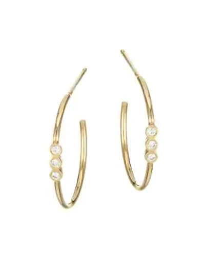Shop Zoë Chicco Small 14k Yellow Gold & Diamond Bezel Hoop Earrings