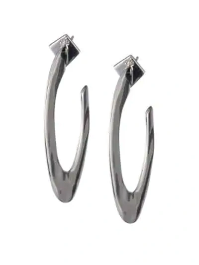Shop Alexis Bittar Rhodium Metal Essentials Liquid Metal Orbit Hoop Earrings In Silver