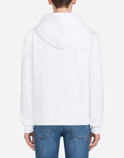 Shop Dolce & Gabbana Cotton Sweatshirt With Patches And Hood In White