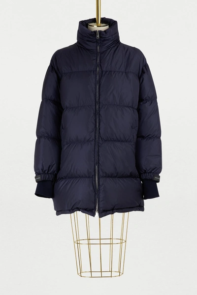 Shop Prada Nylon Down Jacket In Navy