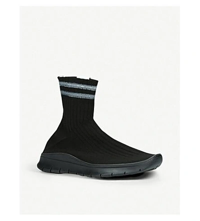 Shop Maison Margiela Sock Stretch-knit High-top Trainers In Black