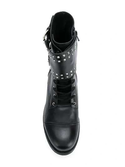 Shop Albano Buckle Detail Ankle Boots In Black