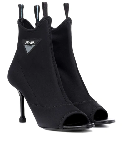 Shop Prada Stretch-knit Ankle Boots In Black