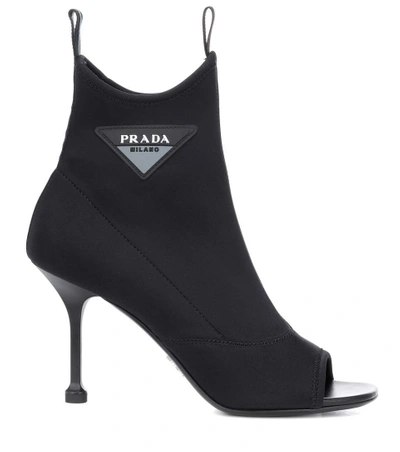 Shop Prada Stretch-knit Ankle Boots In Black