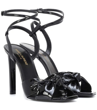 Shop Saint Laurent Amy Patent Leather Sandals In Black