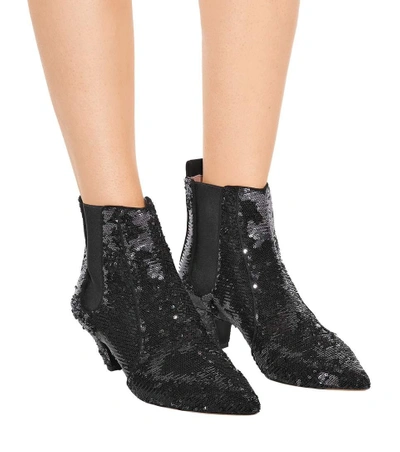 Shop Tabitha Simmons Effie Sequinned Ankle Boots In Black