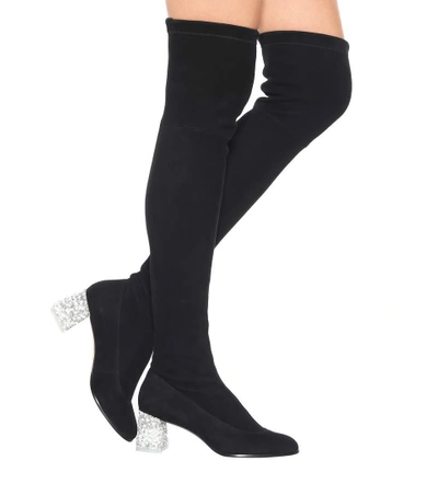 Shop Sophia Webster Suranne Suede Over-the-knee Boots In Black