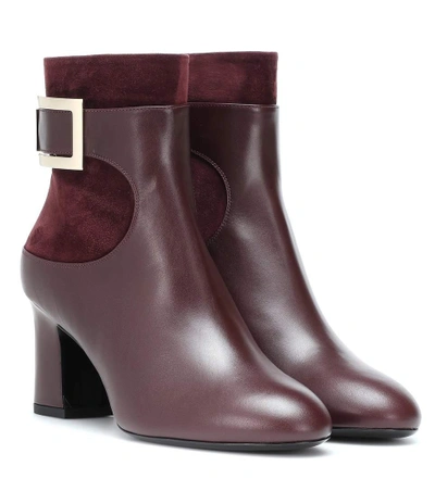 Shop Roger Vivier Trompette Leather And Suede Ankle Boots In Brown