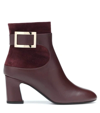 Shop Roger Vivier Trompette Leather And Suede Ankle Boots In Brown