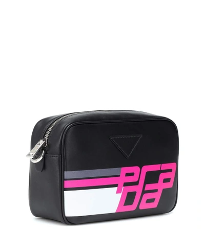 Shop Prada Leather Crossbody Bag In Black