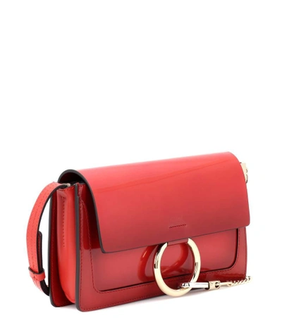 Shop Chloé Faye Small Patent Leather Shoulder Bag In Red