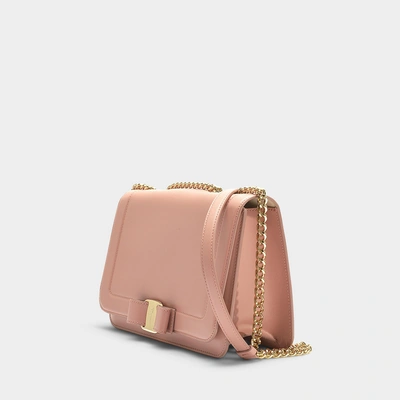 Shop Ferragamo Salvatore  | Vara Rainbow Medium Shoulder Bag In Pink Calfskin