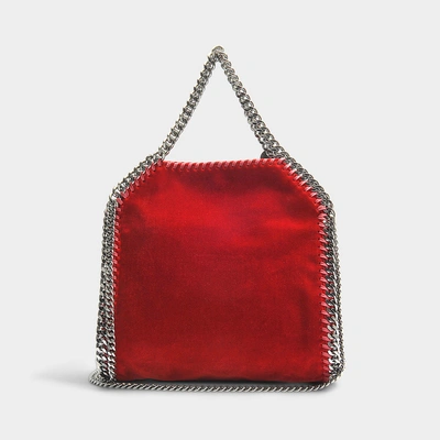 Shop Stella Mccartney Falabella Velvet Mini Tote In Red Cotton