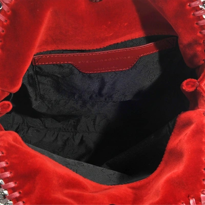 Shop Stella Mccartney Falabella Velvet Mini Tote In Red Cotton