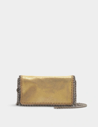 Shop Stella Mccartney | Shiny Dotted Chamois Falabella Bag In Gold Synthetic Material