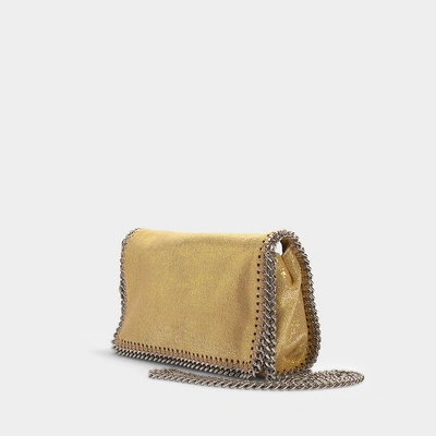 Shop Stella Mccartney | Shiny Dotted Chamois Falabella Bag In Gold Synthetic Material