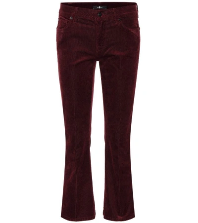 Shop 7 For All Mankind Cropped Mid-rise Bootcut Jeans In Red