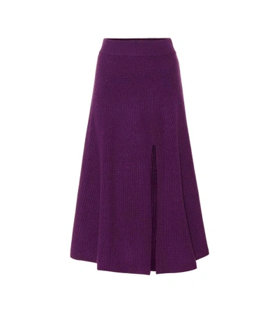 Shop Altuzarra Cavin Cashmere Midi Skirt In Purple