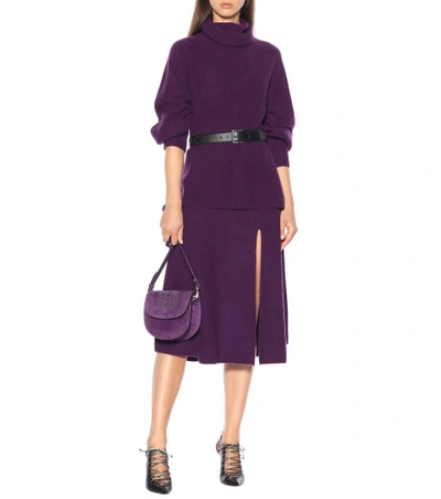 Shop Altuzarra Cavin Cashmere Midi Skirt In Purple