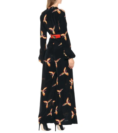 Shop Diane Von Furstenberg Bird-printed Silk Jumpsuit In Black