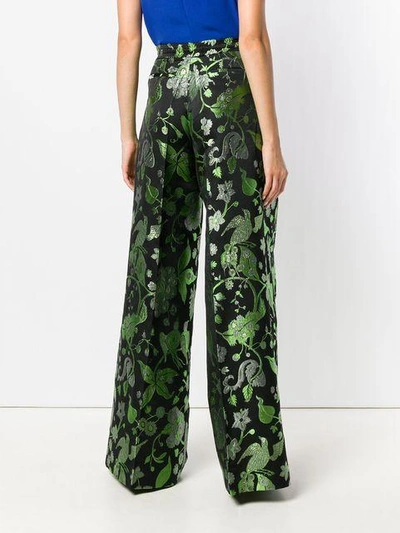 Shop Christian Pellizzari Foliage Print Palazzo Trousers In Green