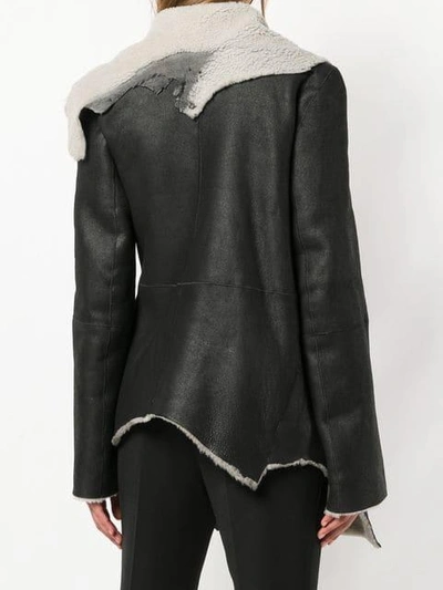 Shop Ann Demeulemeester Wrap Around Leather Jacket In Black