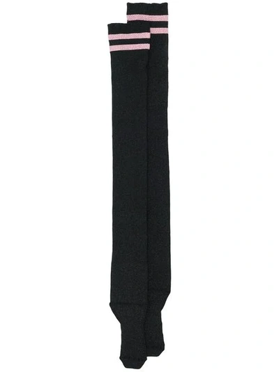 Shop Alberta Ferretti Stripe-cuff Socks In Black