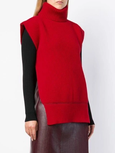 Shop Alexander Mcqueen Sleeveless Knit Sweater In Red