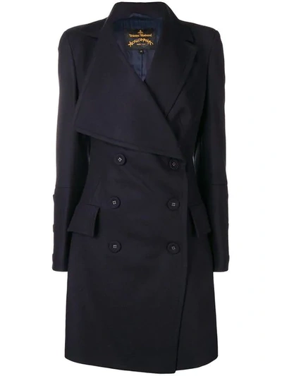 Shop Vivienne Westwood Anglomania Oversized Lapel Double-breasted Coat - Blue