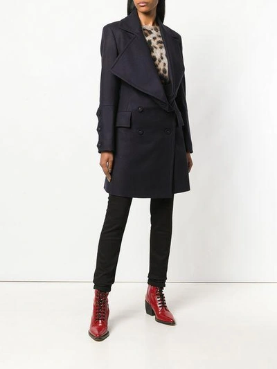 Shop Vivienne Westwood Anglomania Oversized Lapel Double-breasted Coat - Blue