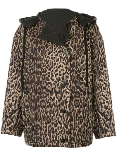 Shop Ports 1961 Leopard Quilted Jacket In Brown