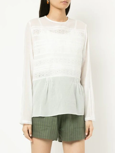 Shop Matin Lace Trim Blouse In White