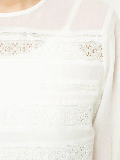 Shop Matin Lace Trim Blouse In White