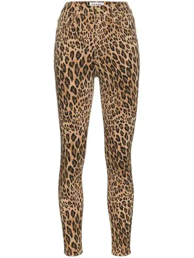 Shop Frame Leopard Print Skinny Jeans In Neutrals