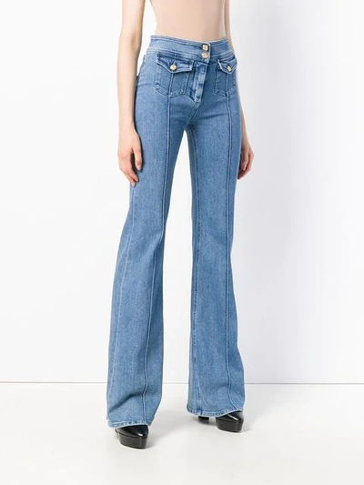 Shop Balmain High-waist Flared Jeans In Blue