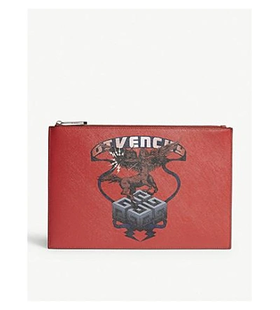 Shop Givenchy Small Leather Zodiac Pouch In Red