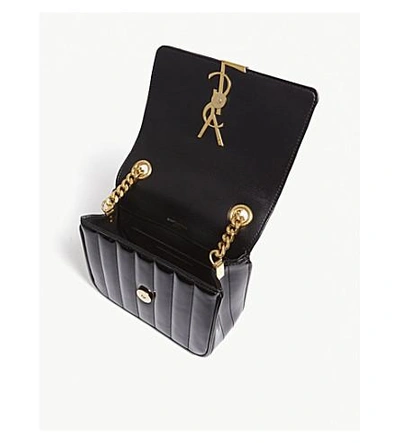 Shop Saint Laurent Monogram Vicky Small Patent Leather Cross-body Bag In Black