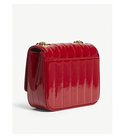 Shop Saint Laurent Monogram Vicky Small Patent Leather Cross-body Bag In Red