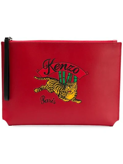 Shop Kenzo Jumping Tiger Clutch - Red