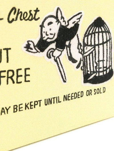 Shop Olympia Le-tan Box Shaped 'get Out Of Jail, Free' Clutch Bag - Yellow
