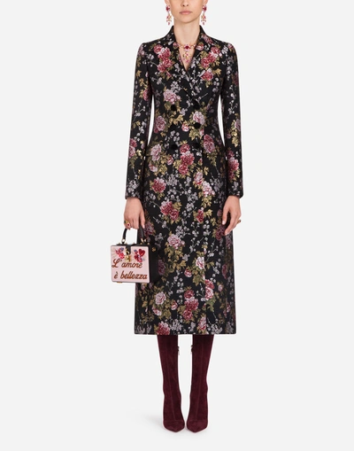 Shop Dolce & Gabbana Jacquard Coat In Multi-colored