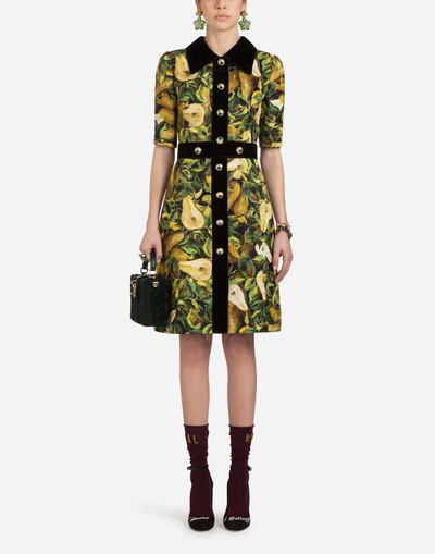 Shop Dolce & Gabbana Dress In Printed Brocade In Multi-colored