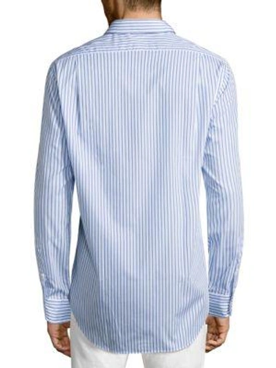 Shop Polo Ralph Lauren Striped Poplin Shirt In Sky