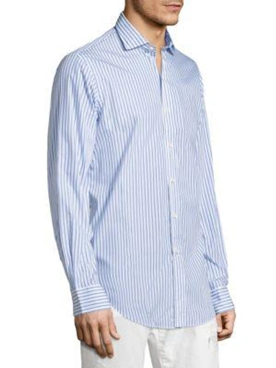 Shop Polo Ralph Lauren Striped Poplin Shirt In Sky