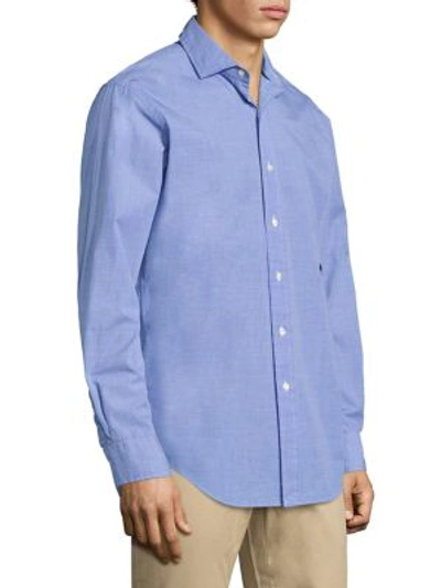 Shop Polo Ralph Lauren Poplin Estate Button-down Shirt In Blue Cream