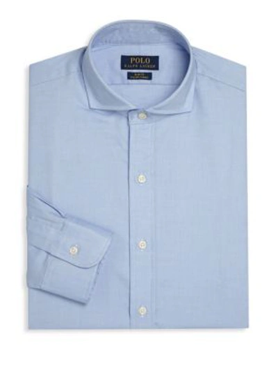 Shop Polo Ralph Lauren Slim-fit Solid Dress Shirt In Cobalt