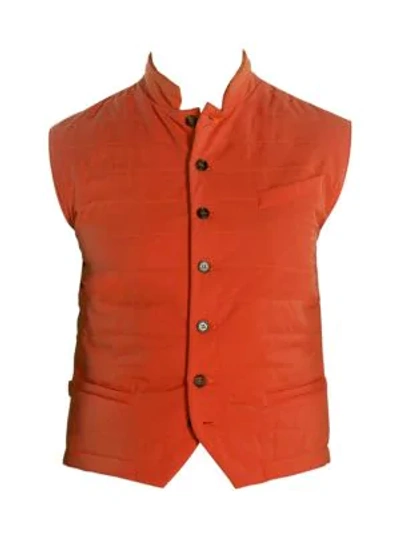 Shop Eleventy Quilted Waistcoat In Orange