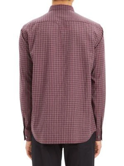 Shop Theory Murrary Cotton Flannel Shirt In Malbec