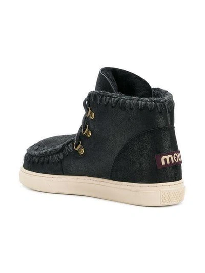 Shop Mou Lace-up Eskimo Boots In Black