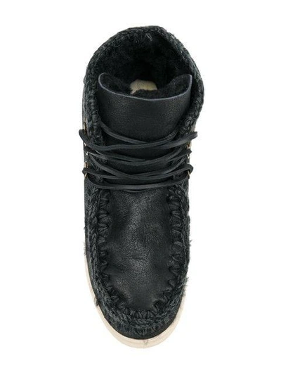 Shop Mou Lace-up Eskimo Boots In Black